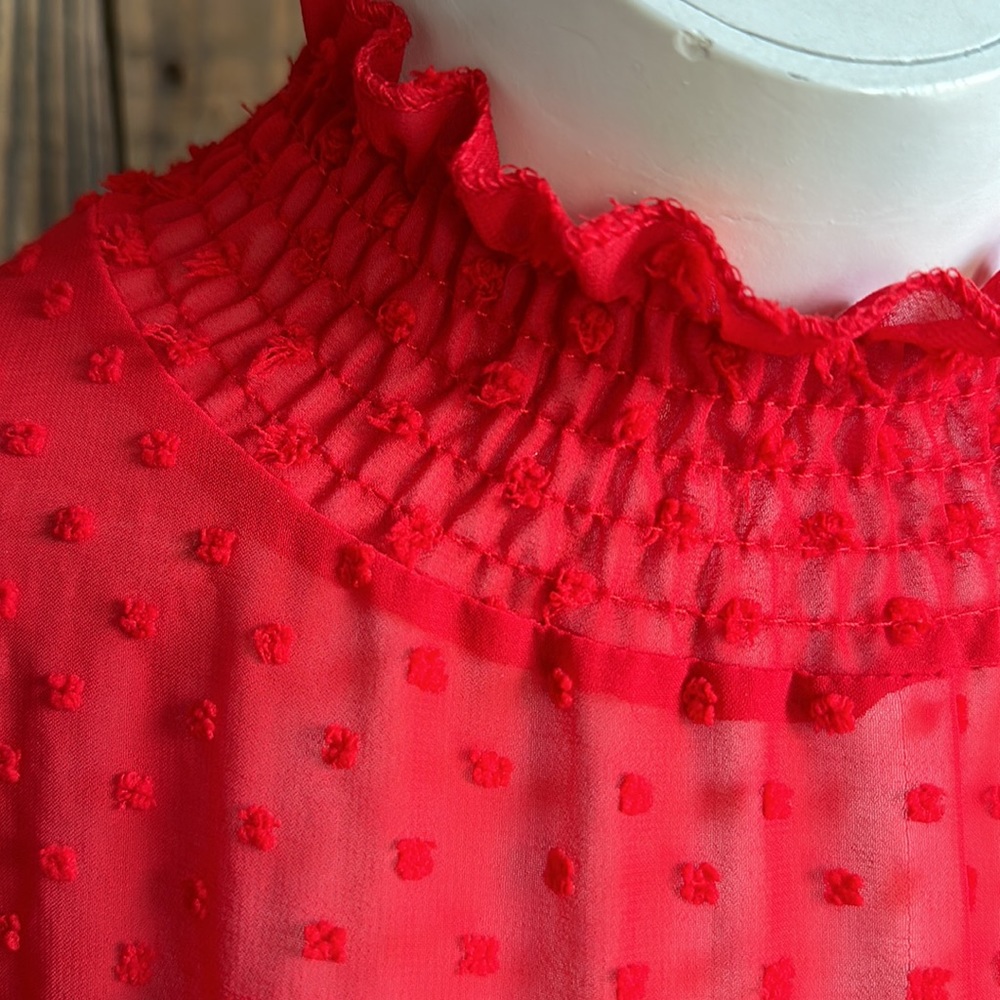 Red Ruffled Long Sleeve Bodysuit - Picture 5 of 7